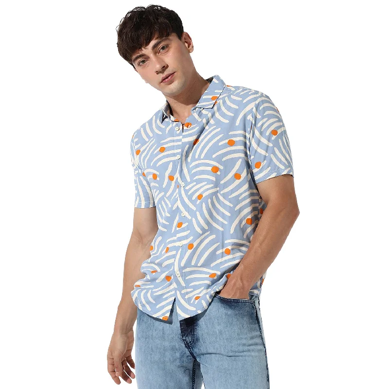 classic short-sleeve shirts for men -Abstract Print Shirt