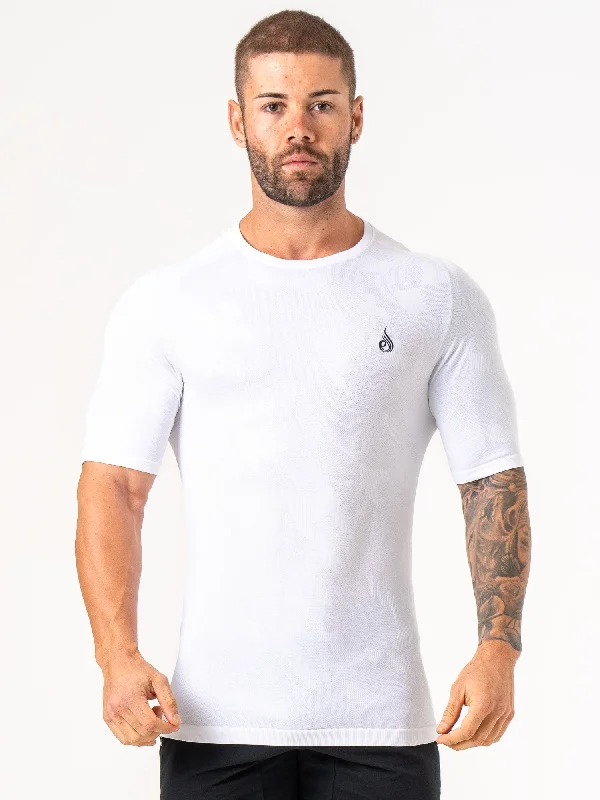 men's custom logo t-shirts -Aero Core Seamless T-Shirt - White