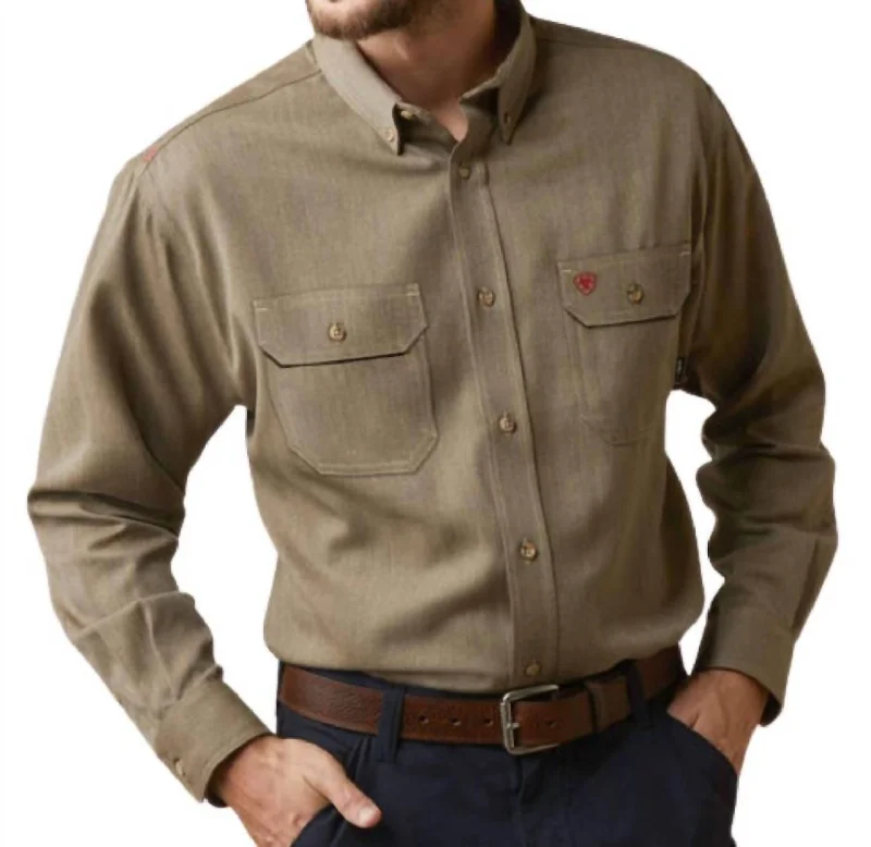 lightweight summer shirts for men -Air Inherent Work Shirt In Khaki Heather