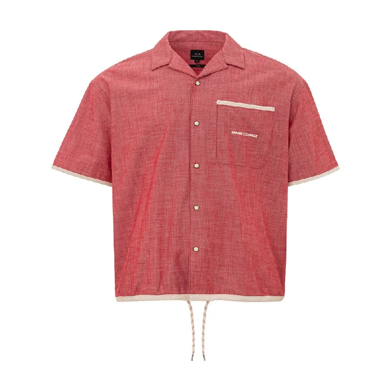 men's versatile plaid shirts -Armani Exchange Crimson Cotton Classic Men's Men's Shirt