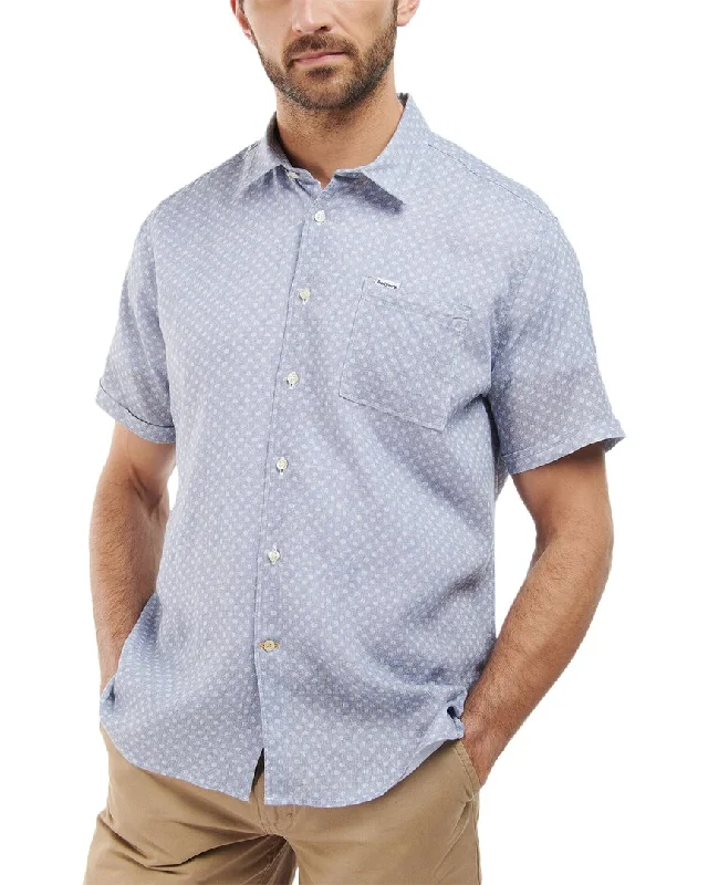 soft-touch shirts for men -Barbour Spot Linen-Blend Shirt