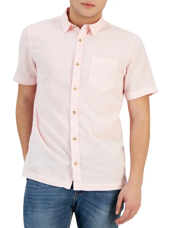 men's printed shirts -Blake Mens Linen Button-Down Shirt