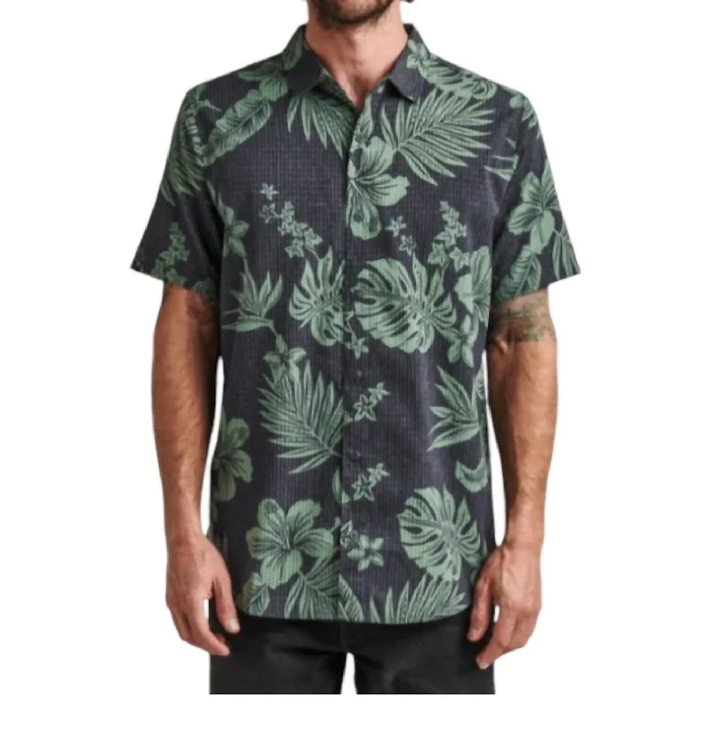 comfortable button-up shirts for men -Bless Up Breathable Stretch Shirt In Black/green Print