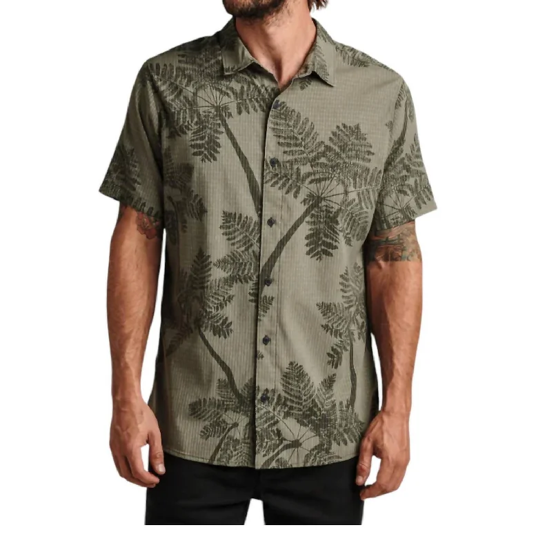 men's patterned shirts -Bless Up Mechanical Stretch Shirt In Light Army