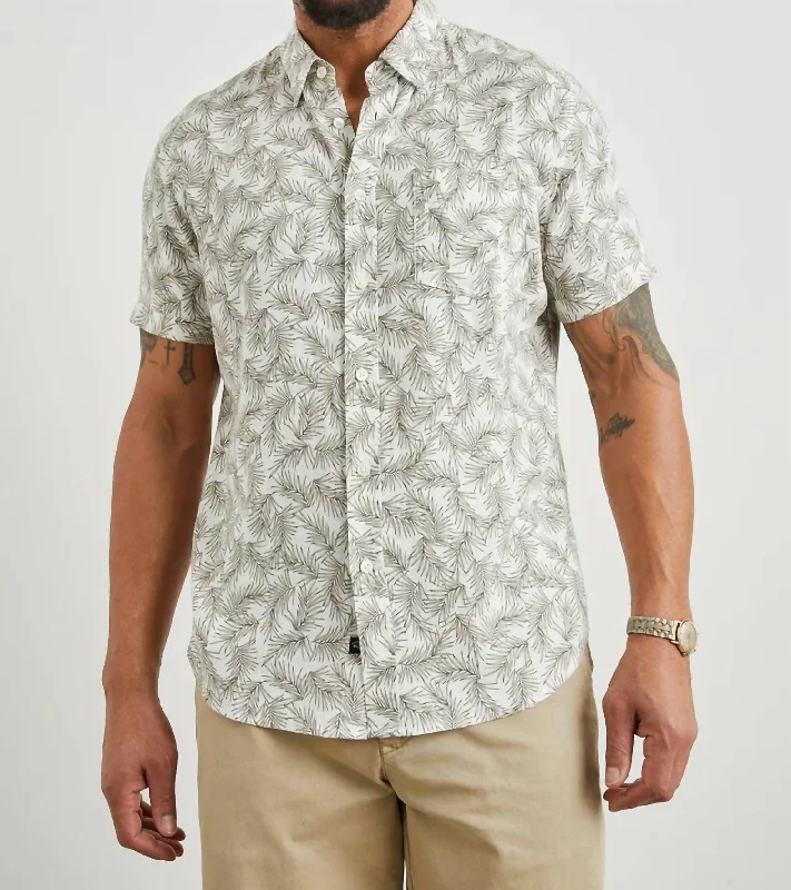 men's modern fit button-up shirts -Carson Button Down In Palm Americano White