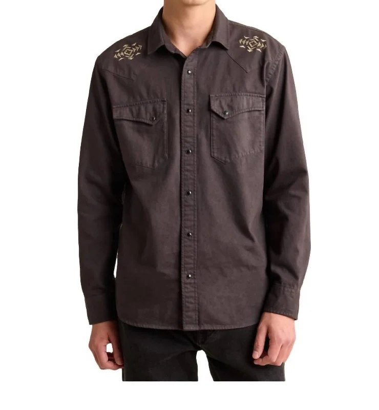 men's comfortable formal shirts -Chandler Embroidered Shirt In Black