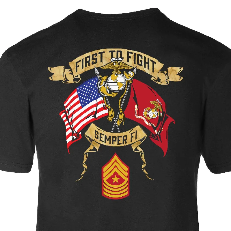 slim-fit cotton t-shirts -Choose Your Rank USMC And USA Crossed Flags T-shirt