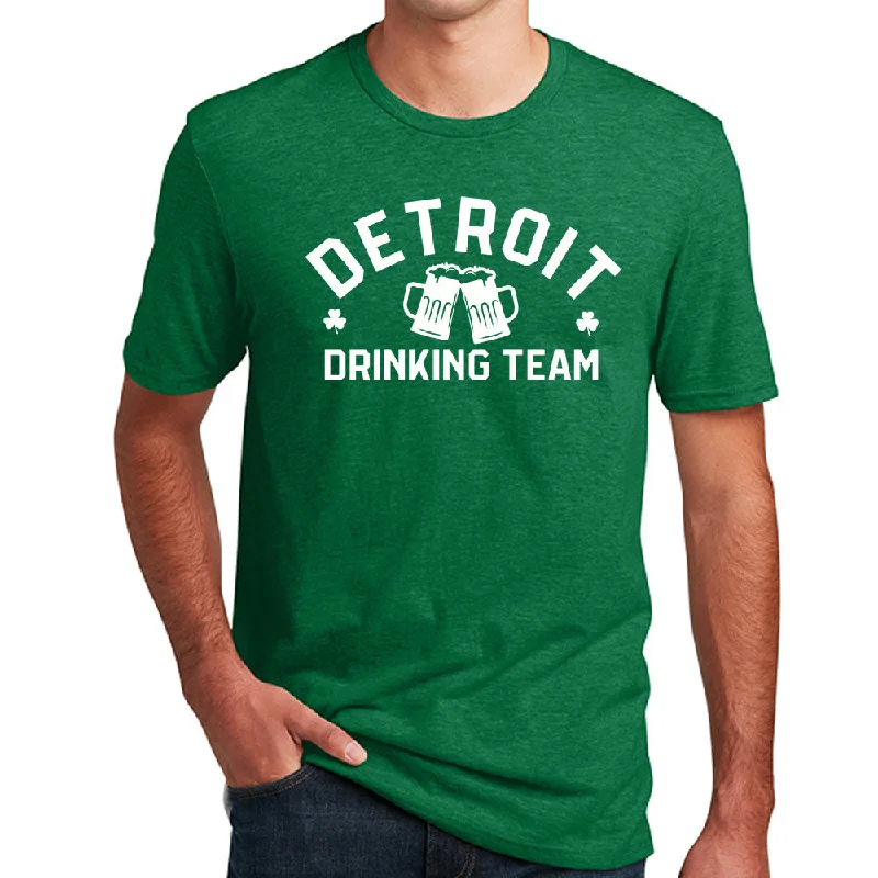 colorful t-shirts for men -Mens Detroit Drinking Team St. Patrick's Day T-shirt (Heather Kelly Green)