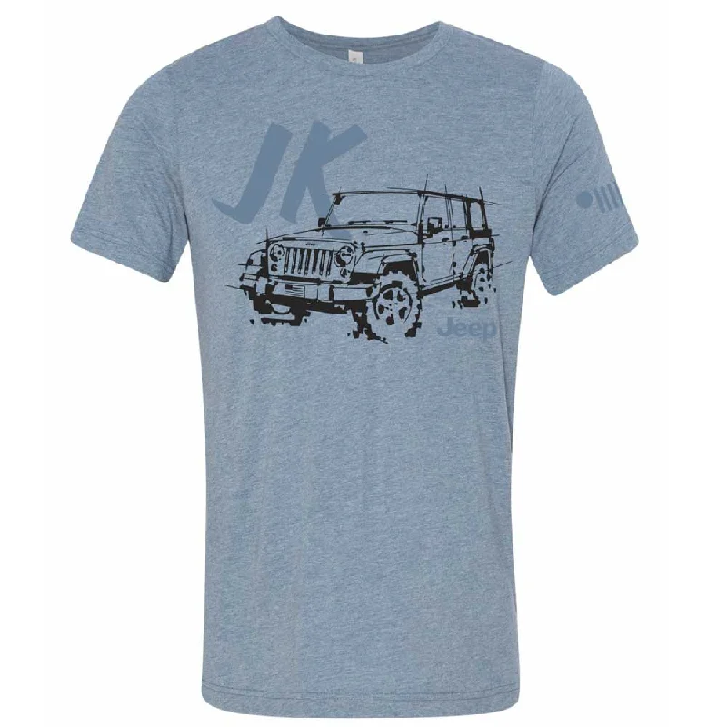 vibrant printed t-shirts for men -Mens Jeep® JK Wrangler - LDD Series - Triblend Lake Blue T-Shirt