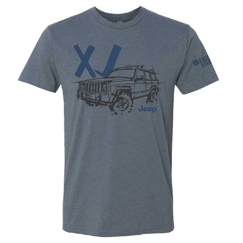 men's graphic tees for layering -Mens Jeep® Cherokee XJ - LDD Series - Triblend Indigo T-Shirt