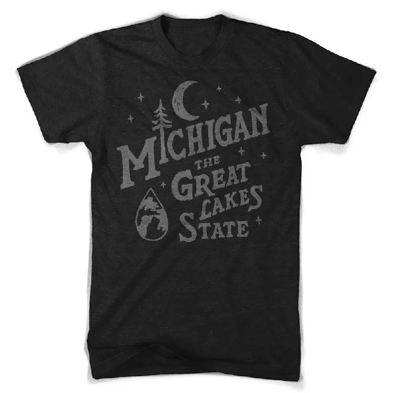 eco-friendly t-shirts for men -Mens Michigan Vintage Font T-Shirt (Heather Black)