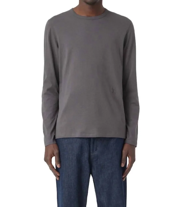 men's athletic cotton t-shirts -Cotton & Cashmere Long Shirt In Charcoal