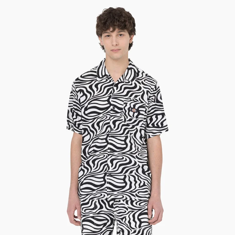 men's Hawaiian shirts -Dickies Zebra Print Button-Up Shirt