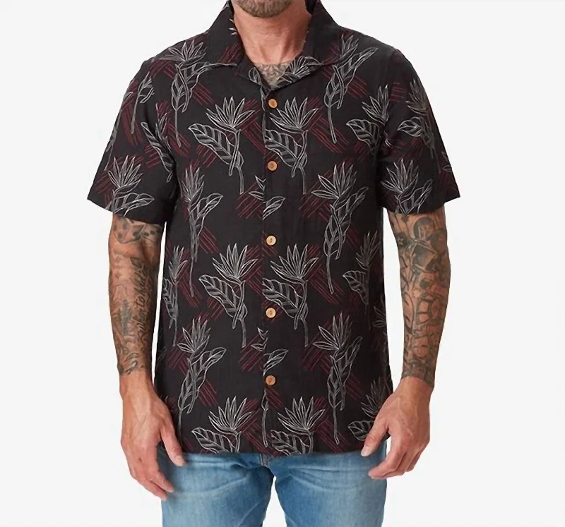 men's high-performance shirts -Double Gauze Camp Shirt In Night Bird