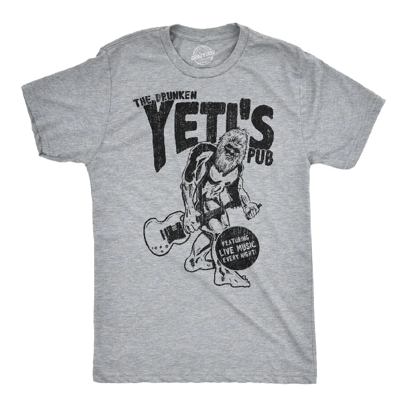 comfortable cotton t-shirts -Drunken Yeti Pub Men's T Shirt