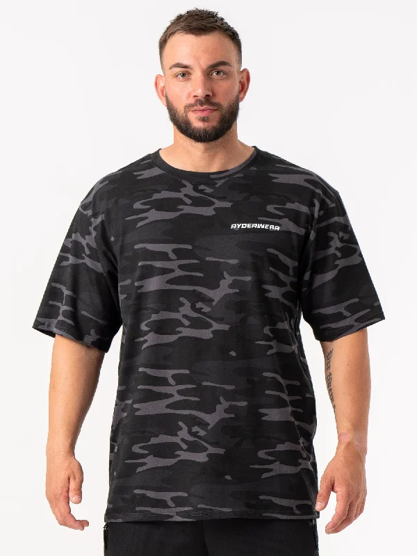 men's custom t-shirts -Energy Oversized T-Shirt - Black Camo