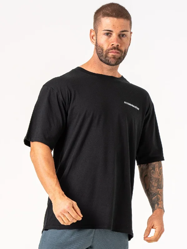 men's fitted t-shirts -Energy Oversized T-Shirt - Black