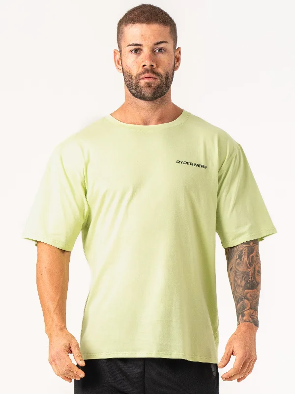 men's graphic tees with quotes -Energy Oversized T-Shirt - Lime