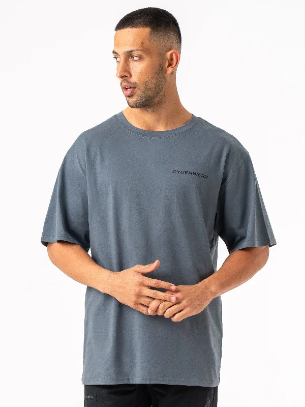 men's soft cotton t-shirts -Energy Oversized T-Shirt - Petrol