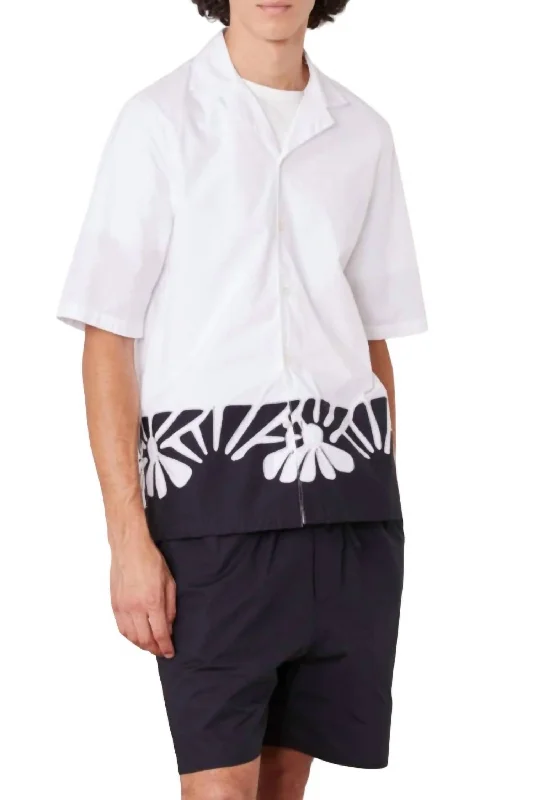 men's Hawaiian shirts -Eren Shirt In White-Black