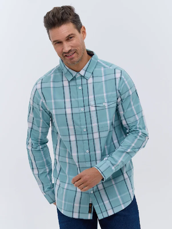 trendy casual shirts for men -Gambi Long Sleeve Check Shirt