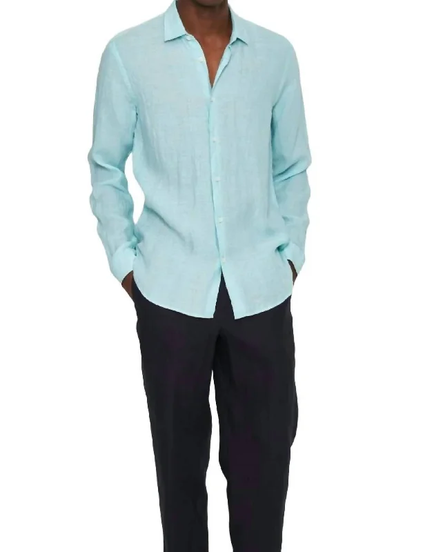 men's holiday-themed shirts -Giles Stitched Ii Shirt In Light Sky Pool