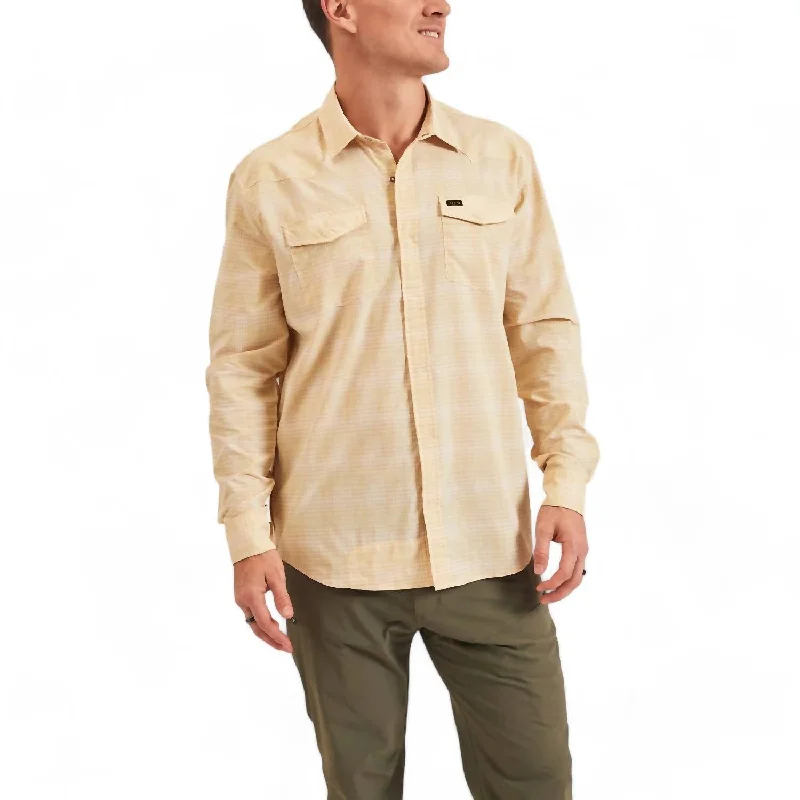 men's fitted shirts -H Bar B Tech Longsleeve Shirt In Eason Plaid-Pistachio