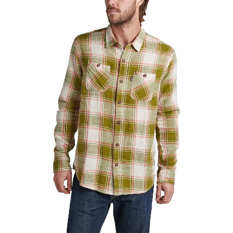 men's easy-care shirts -Hedford Mens Cotton Plaid Button-Down Shirt