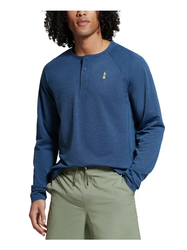 men's pocket shirts -Hilltop Mens Logo Long Sleeve Henley Shirt