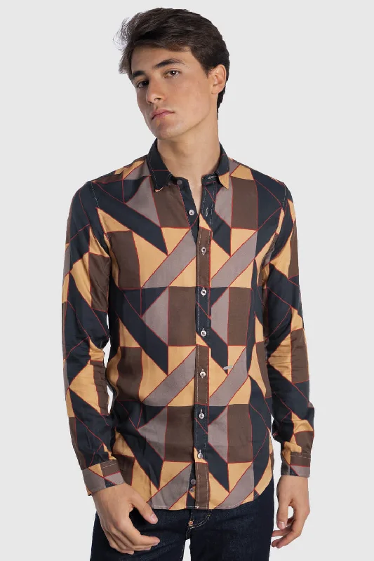 men's everyday shirts -Inimigo Mix Maze Button Shirt