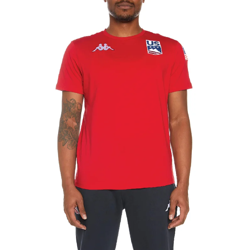 men's cotton t-shirts for sports -Estessi US T-Shirt - Red