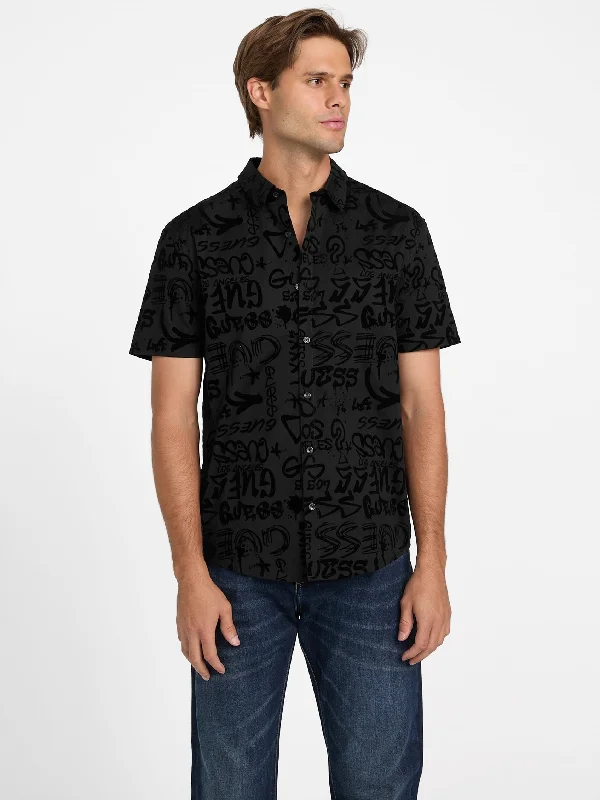 men's easy-care button-down shirts -Kygo Graffiti Logo Shirt