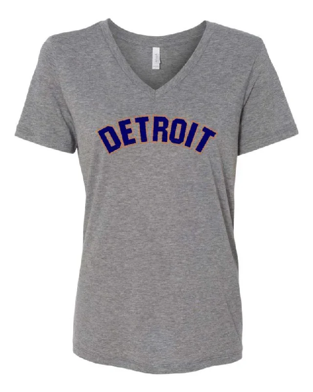 cool t-shirts for men -Ladies Relaxed V-neck Detroit Bend 2 color T-shirt - Triblend Grey