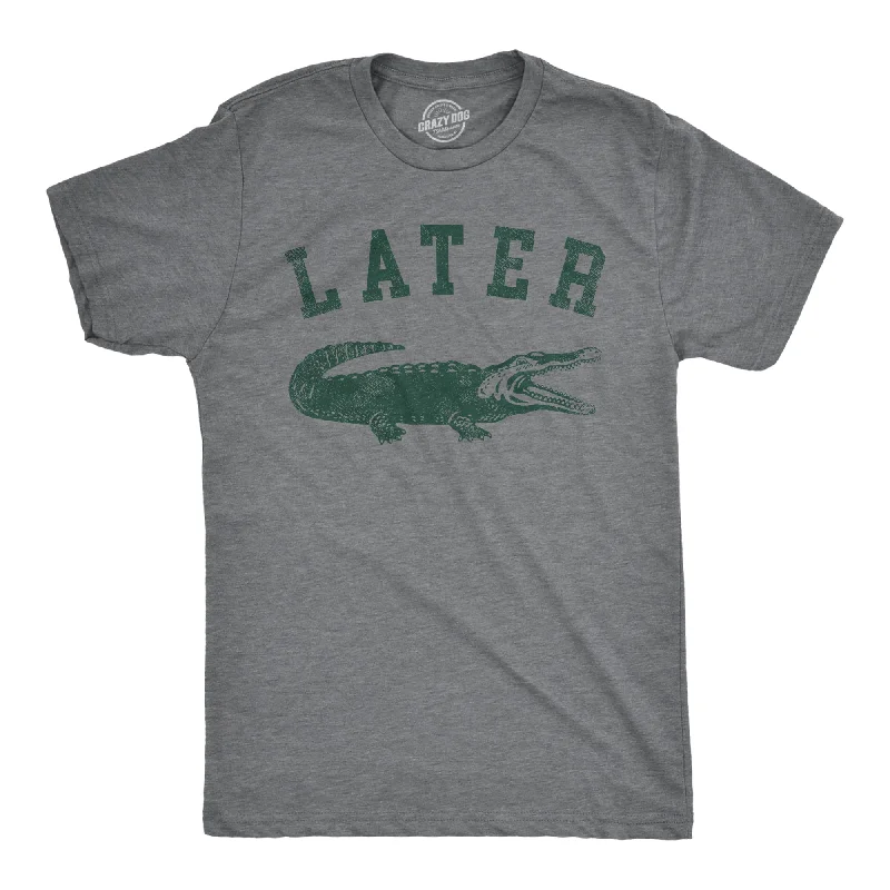 slim fit t-shirts for men -Later Alligator Men's T Shirt