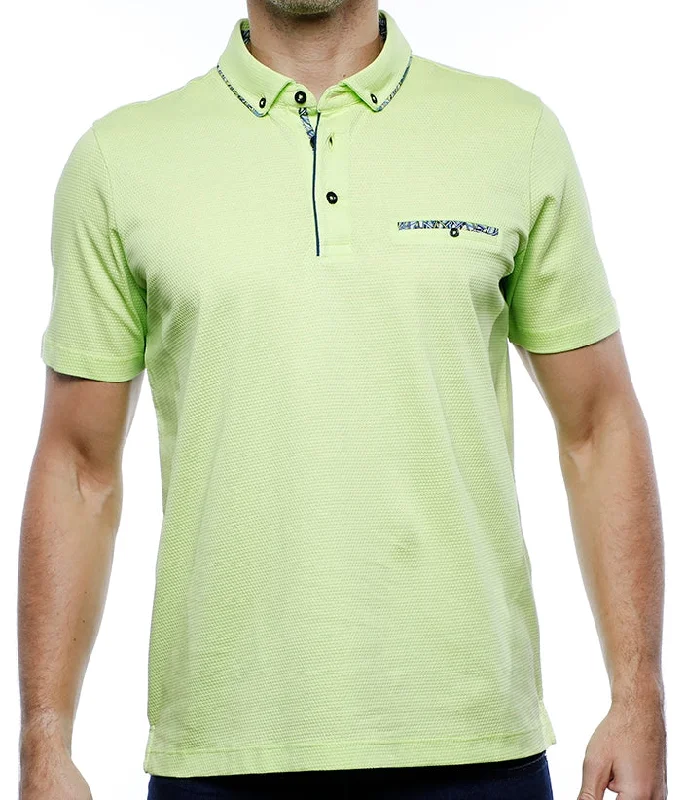 men's cotton shirts -Lime Green with Black Detailing