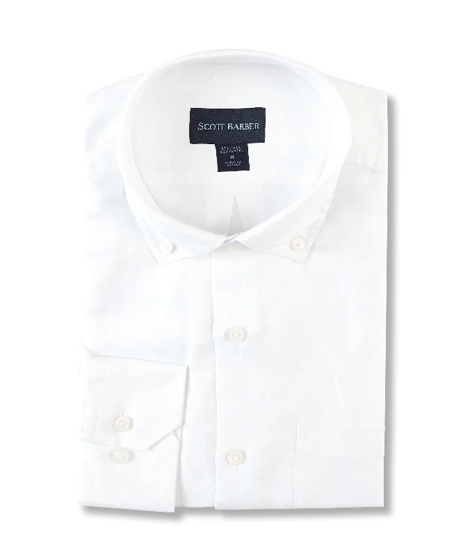 men's breathable shirts -Linen/Tencel Solid Twill, White