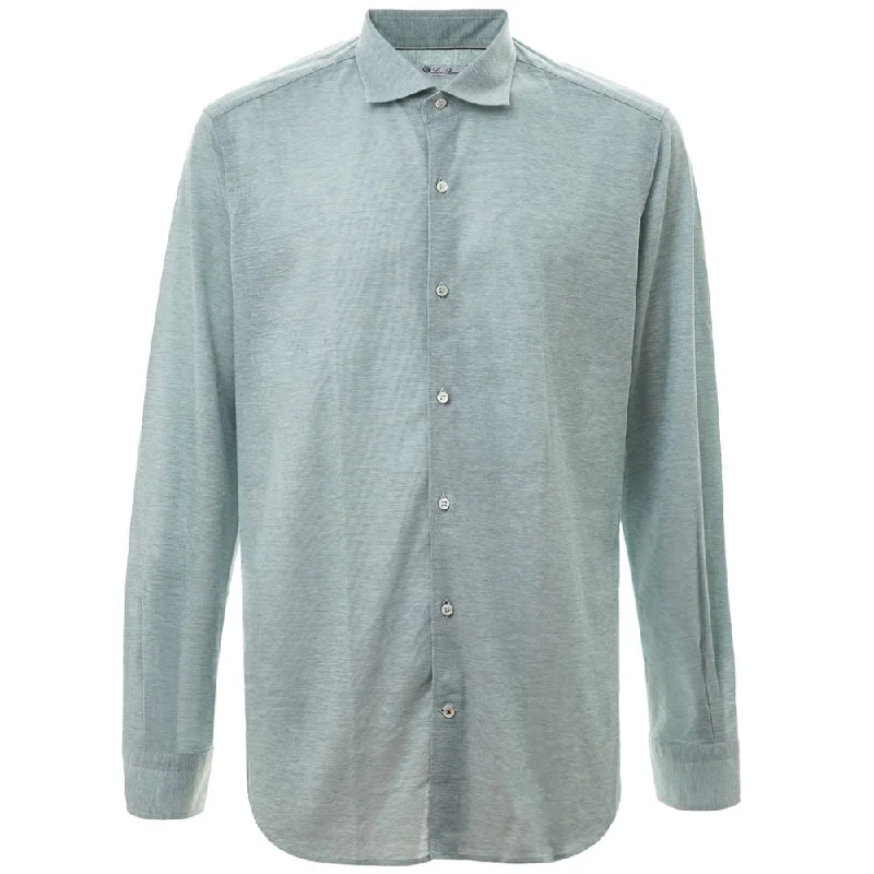 men's everyday shirts -Loro Piana blue Cotton Men's Shirt