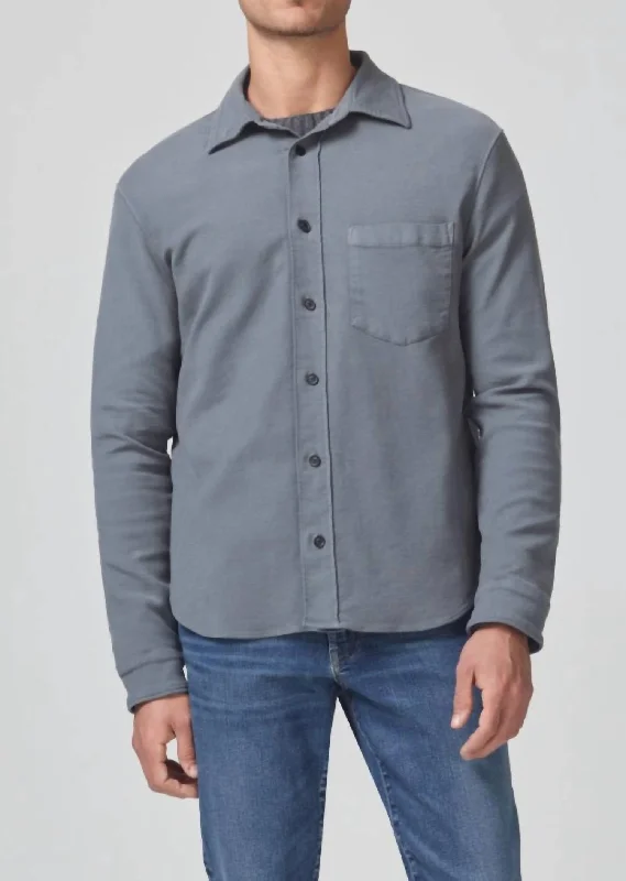 men's slim-fit button-down shirts -Luca Bucket Dye Shirt In Shadow