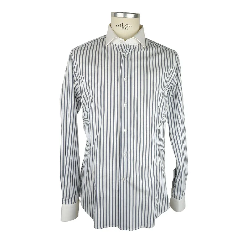 premium shirts for men -Made in Italy Elegant Striped Milano Cotton Men's Shirt