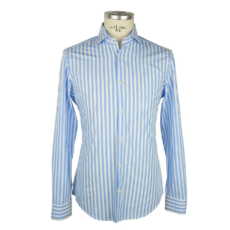 men's long-sleeve casual shirts -Made in Italy Elegant Striped Milano Cotton Men's Shirt