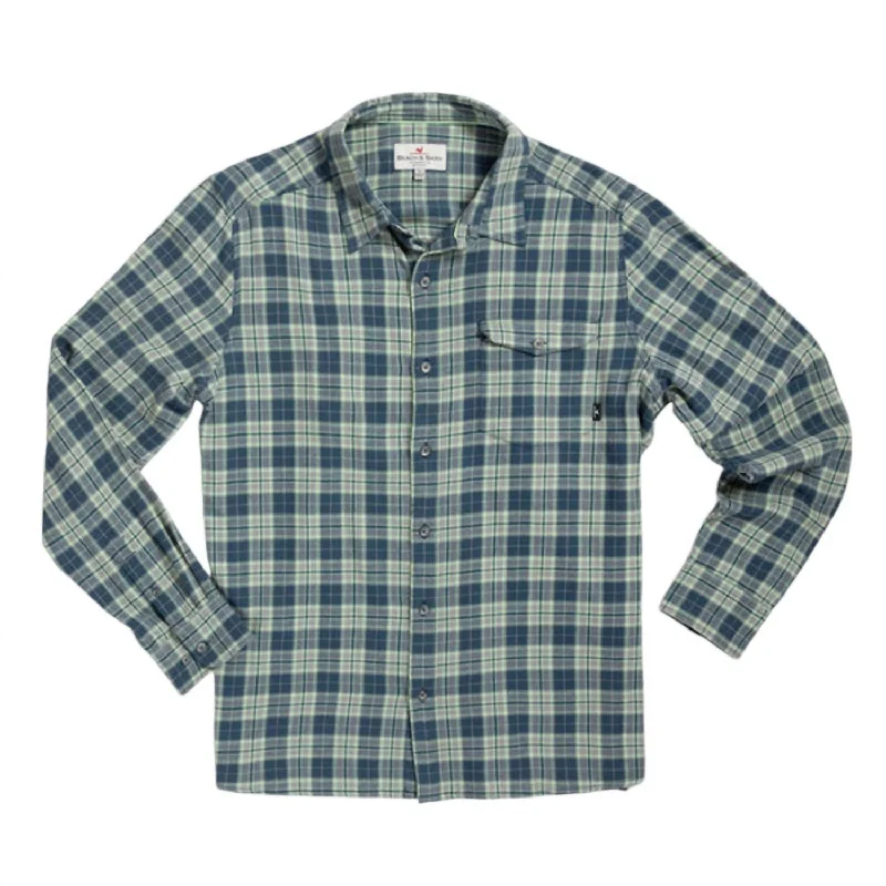 men's light-weight shirts -Masonboro Long Sleeve Flannel Shirt In Surf Guitar Plaid