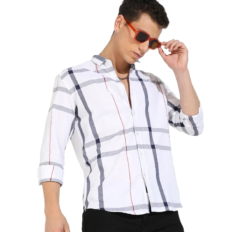 men's formal work shirts -Maxi Tartan Plaid Shirt