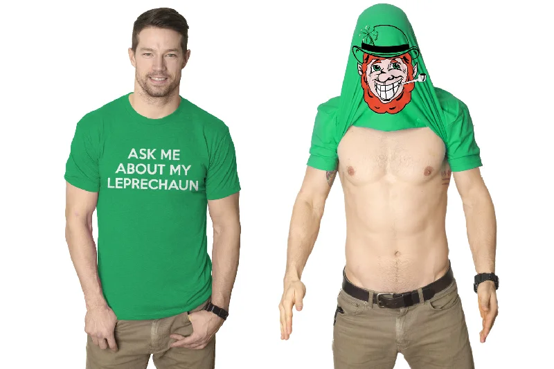 vintage graphic tees for men -Ask Me About My Leprechaun Flip Men's T Shirt