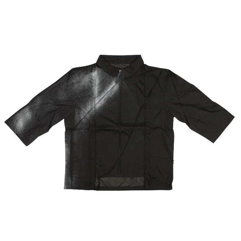 men's classic fit shirts -Men's Black Spray Paint Logo Track Shirt