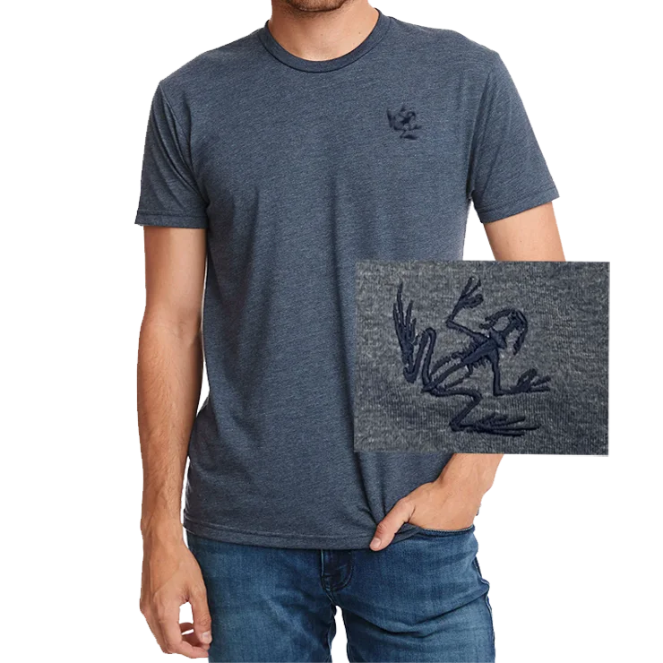 trendy printed t-shirts -Men's Bone Frog Indigo Triblend T-shirt