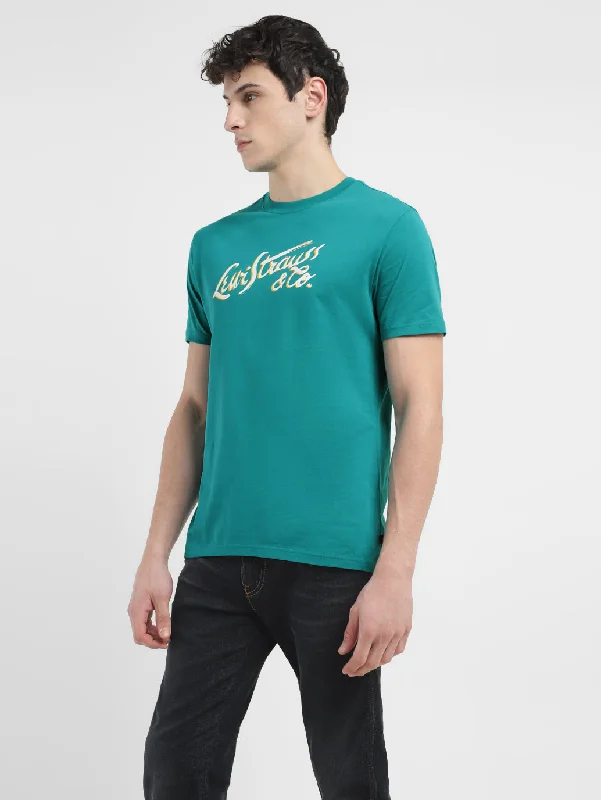 cool t-shirts for men -Men's Brand Logo Crew Neck T-shirt