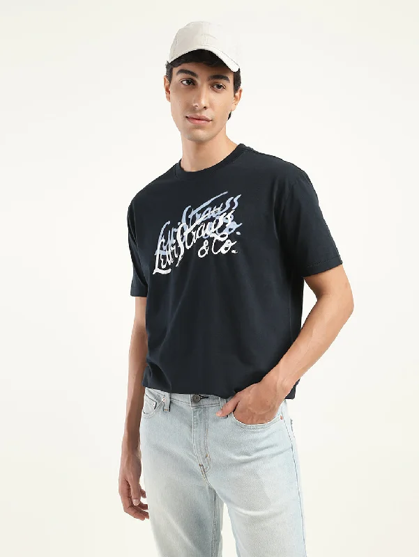 men's graphic print t-shirts -Men's Brand Logo Oversized T-Shirt