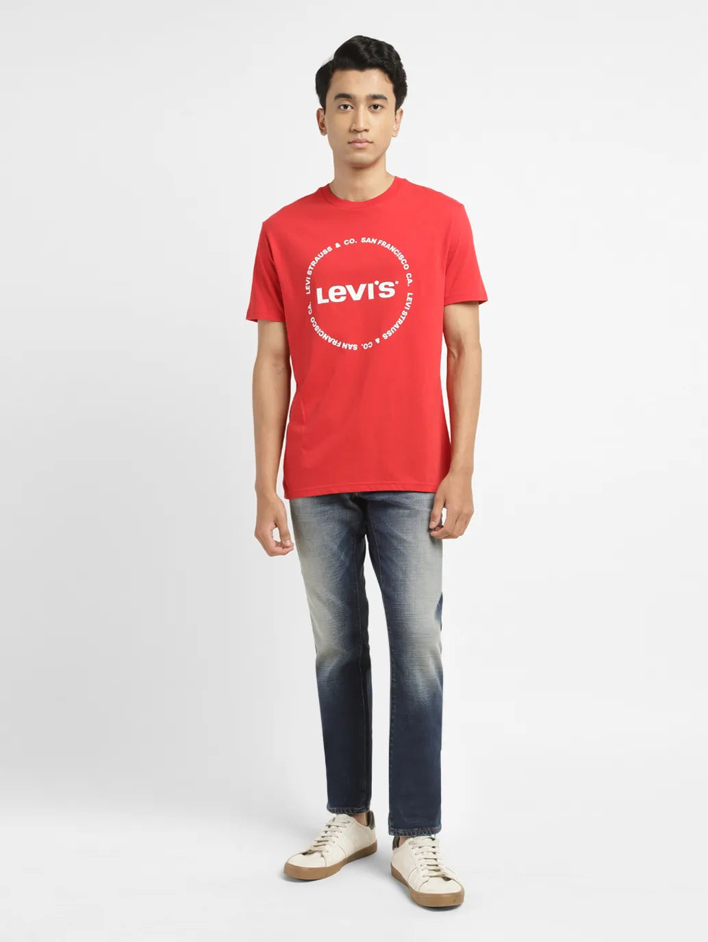 men's basic round neck t-shirts -Men's Brand Logo Slim Fit T-shirt