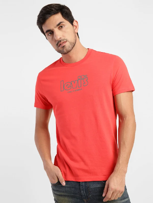 slim fit t-shirts for men -Men's Brand Logo Slim Fit T-shirt Red