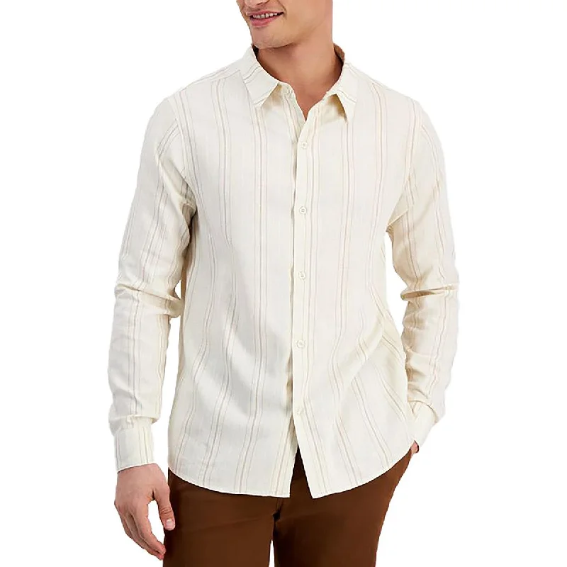 striped shirts for men -Mens Button Down Long Sleeve Button-Down Shirt